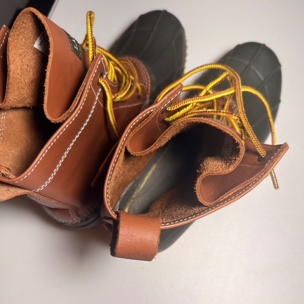 Lands' End Duck Boots Women's 9B Brown Leather Waterproof Lace Up Yellow Eu 40 - Picture 11 of 11